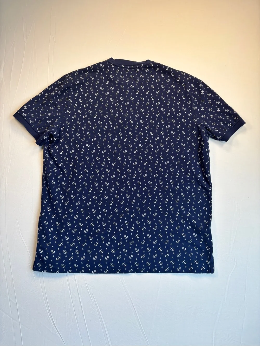 Polo Ralph Lauren Men’s Medium Navy Anchor Print Featherweight Mesh Henley Shirt